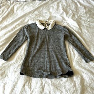 Ann Taylor gray cotton shirt with white collar.